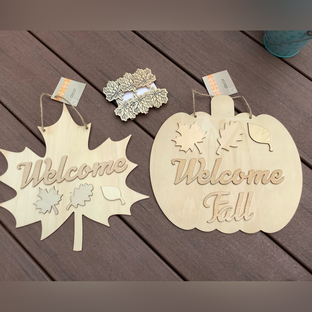 Wooden Welcome and Fall Sign Set